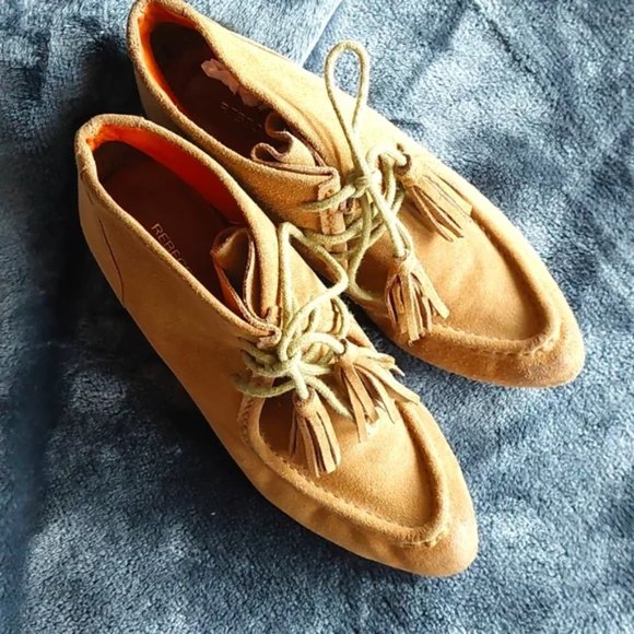 Rebecca Minkoff Suede Leather Tassel Ankle Wedge Booties, 8M - Picture 3 of 11